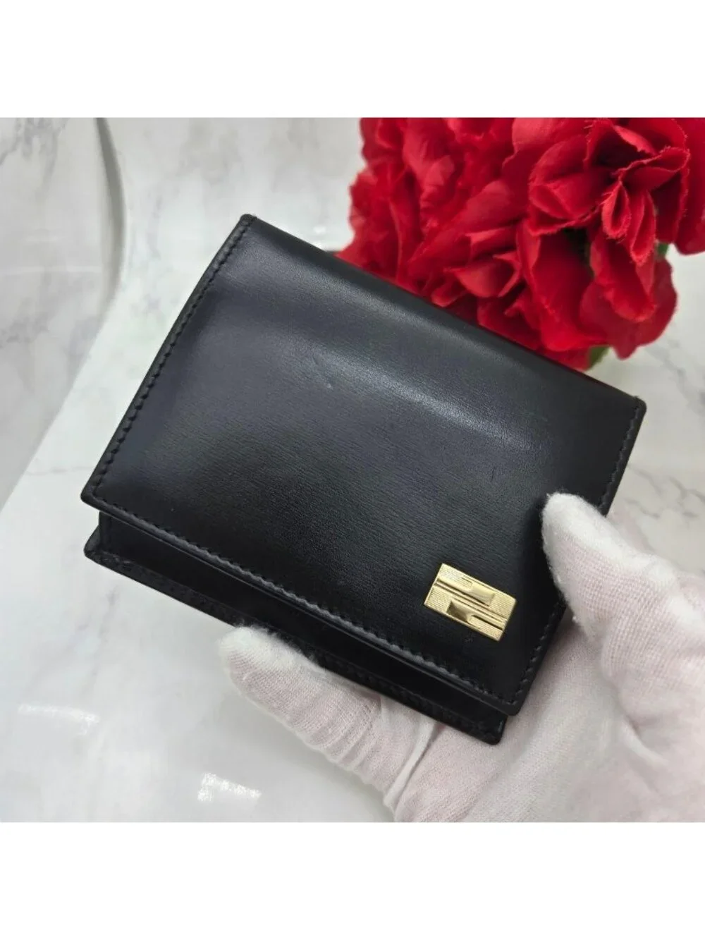 Gucci Card Case Coin Purse Leather Black